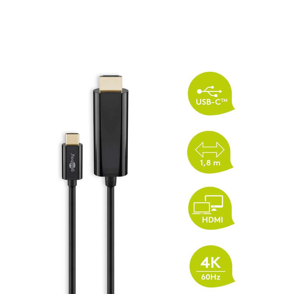 Goobay USB C To HDMI Adapter 1 8N Cable 4K 60 Hz Black - additional view