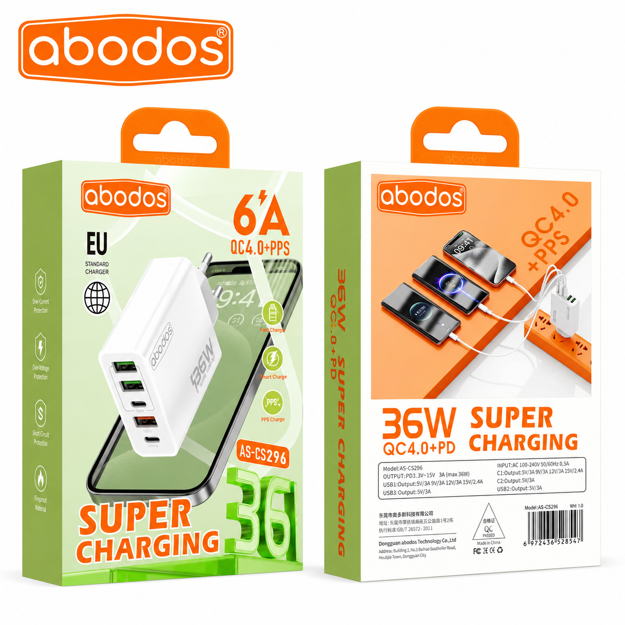 Abodos AS-CS296 36W 3USB+2PD Charger