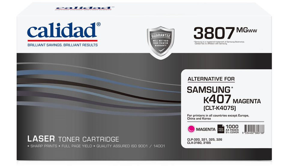 Calidad 3807-MGWW Magenta Toner alternative for SAMSUNG K407
