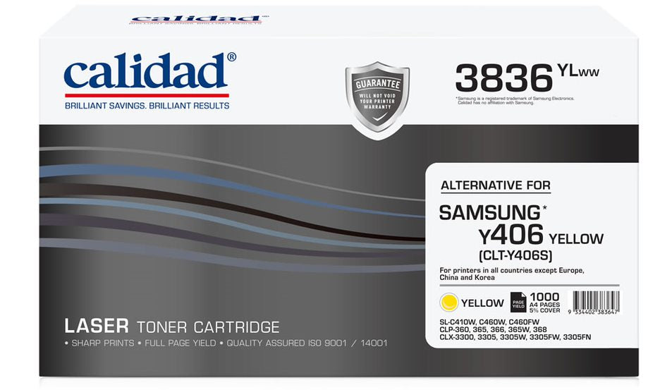 Calidad 3836-YLWW Yellow Toner alternative for SAMSUNG MLTK406S