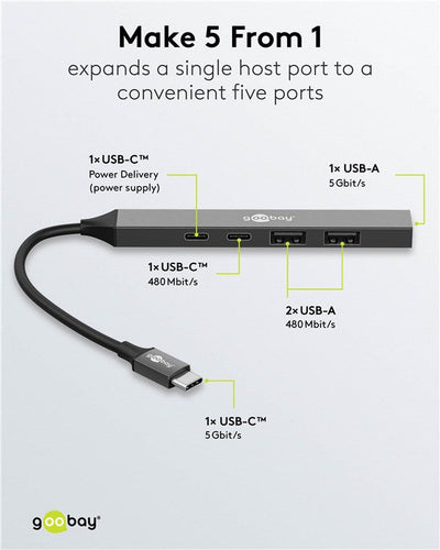 Goobay Slim 5 Port Type C USB Hub - additional view