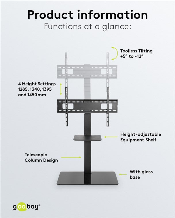 Goobay TV Floor Stand Basic Size L For Tvs And Monitors Between 37 And 70 - additional view