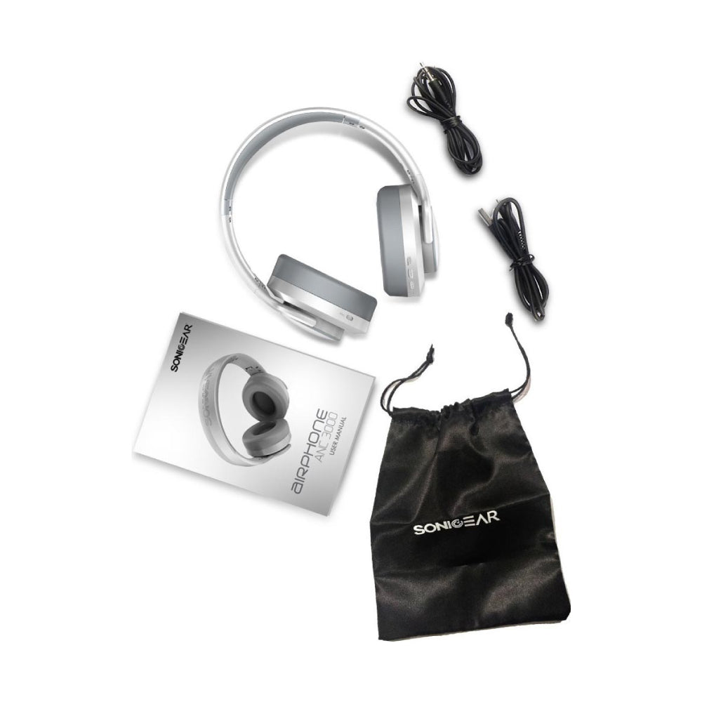 Sonicgear Airphone ANC 3000 Active Noise Cancelling Headphone White Light Grey - additional view