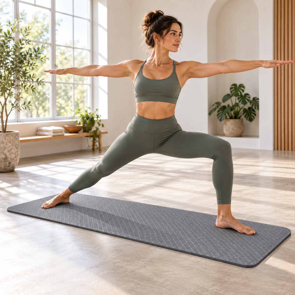 Textured Yoga & Exercise Mat – Non-Slip Fitness Mat (1830*610*8mm) - Grey