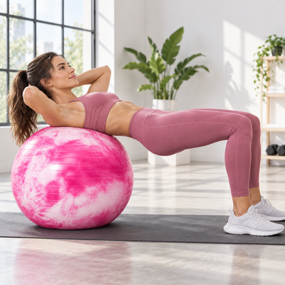Cloud-Pattern Fitness Stability Exercise Ball - Pink