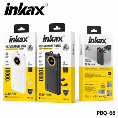 Inkax PBQ-66 PD20W 10000mAh Power Bank W/Cable