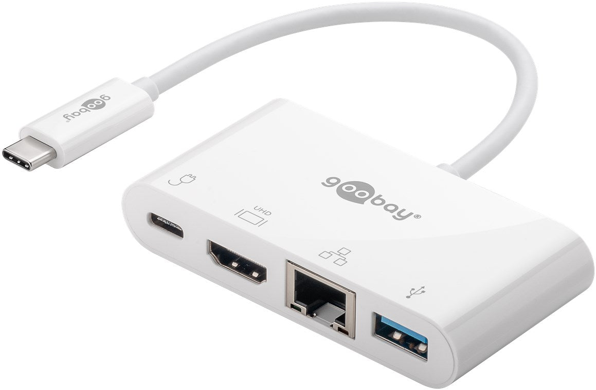 Goobay USB C Multiport Adapter HDMI Ethernet PD White - additional view