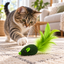 Catnip Mouse Toy with Feathers - Green