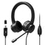 Port Connect USB Headset 1.8m Cable with Mic and Padded/Soft Cushions Black