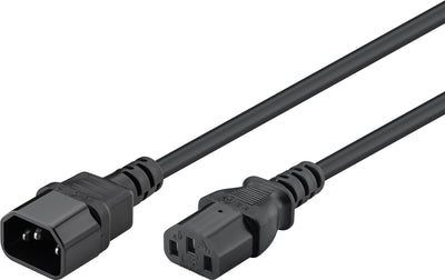 Goobay Power Extension 2m Lead with C13 socket and C14 plug - Black