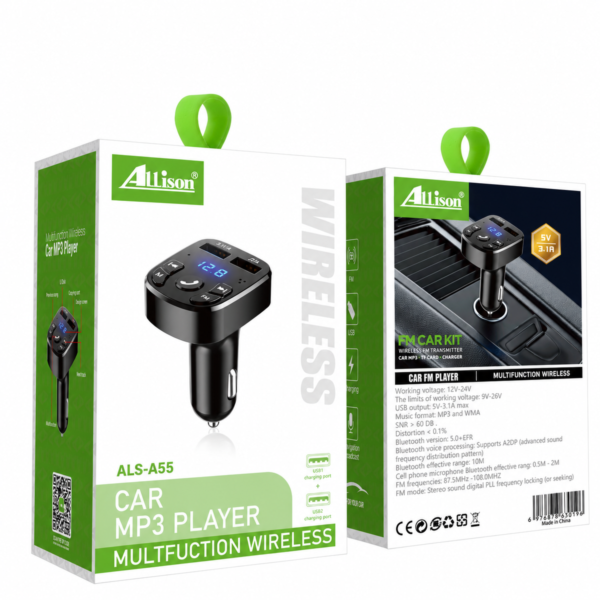 Allison ALS-A55 Bluetooth Car FM Transmitter & MP3 Player