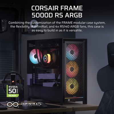 Corsair FRAME 5000D RS ARGB High-Airflow Mid-Tower PC Case - Black