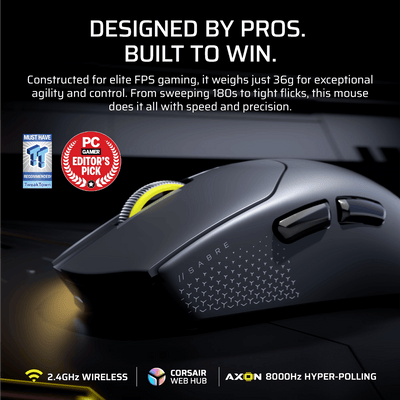 Corsair SABRE v2 PRO ULTRALIGHT WIRELESS 30000 DPI Gaming Mouse - Black