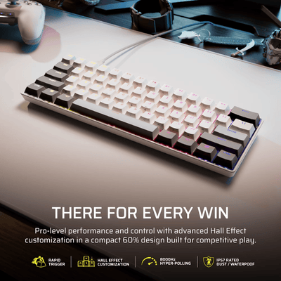 Corsair CLIPPER PRO MINI 60 Hall Effect Gaming Keyboard – White