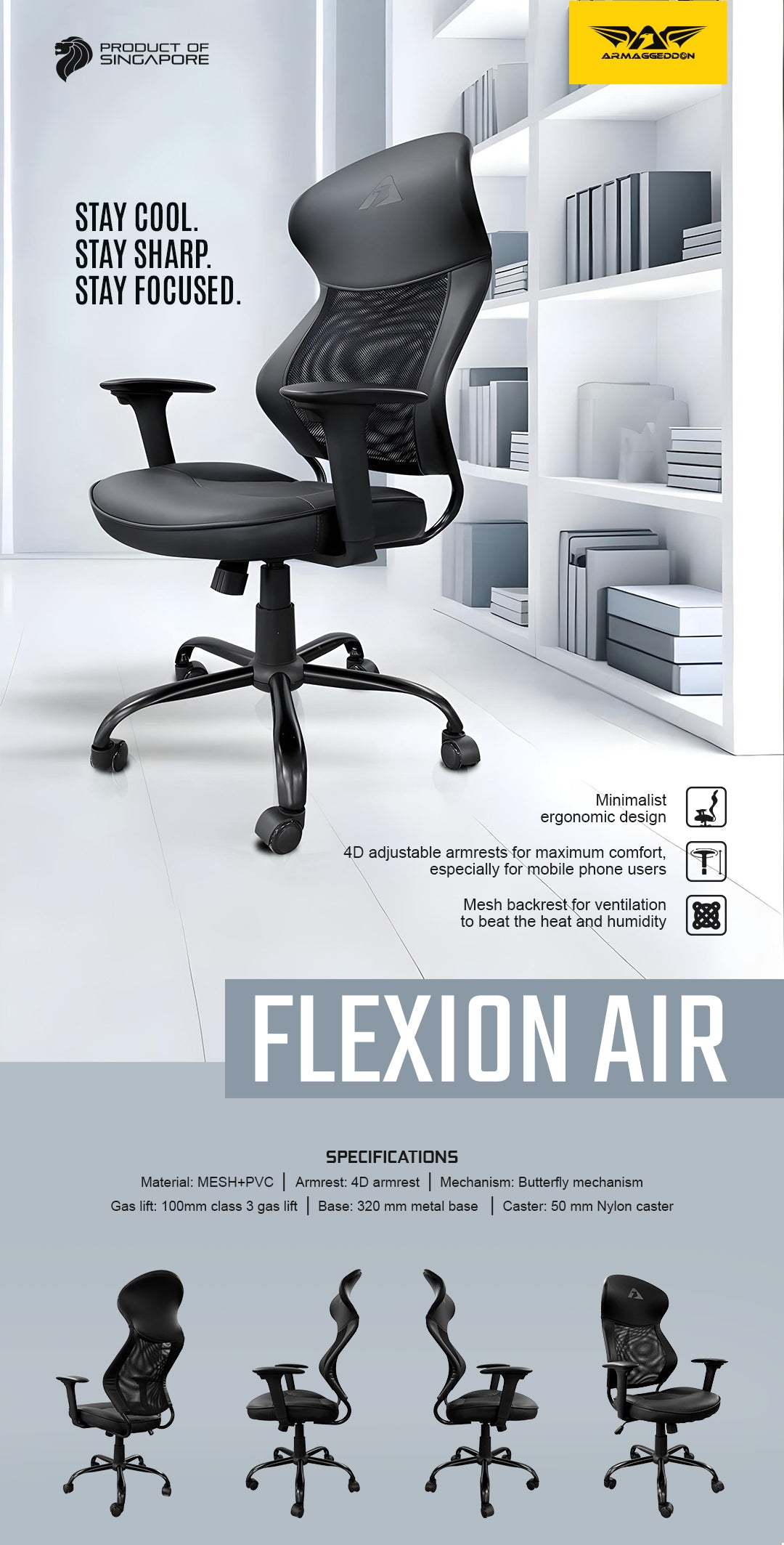 Armaggeddon Flexion Air Gaming Chair Black - additional view