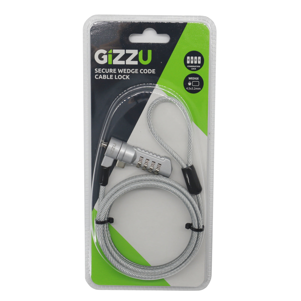 Gizzu Secure Wedge Code Cable Lock 1.8m