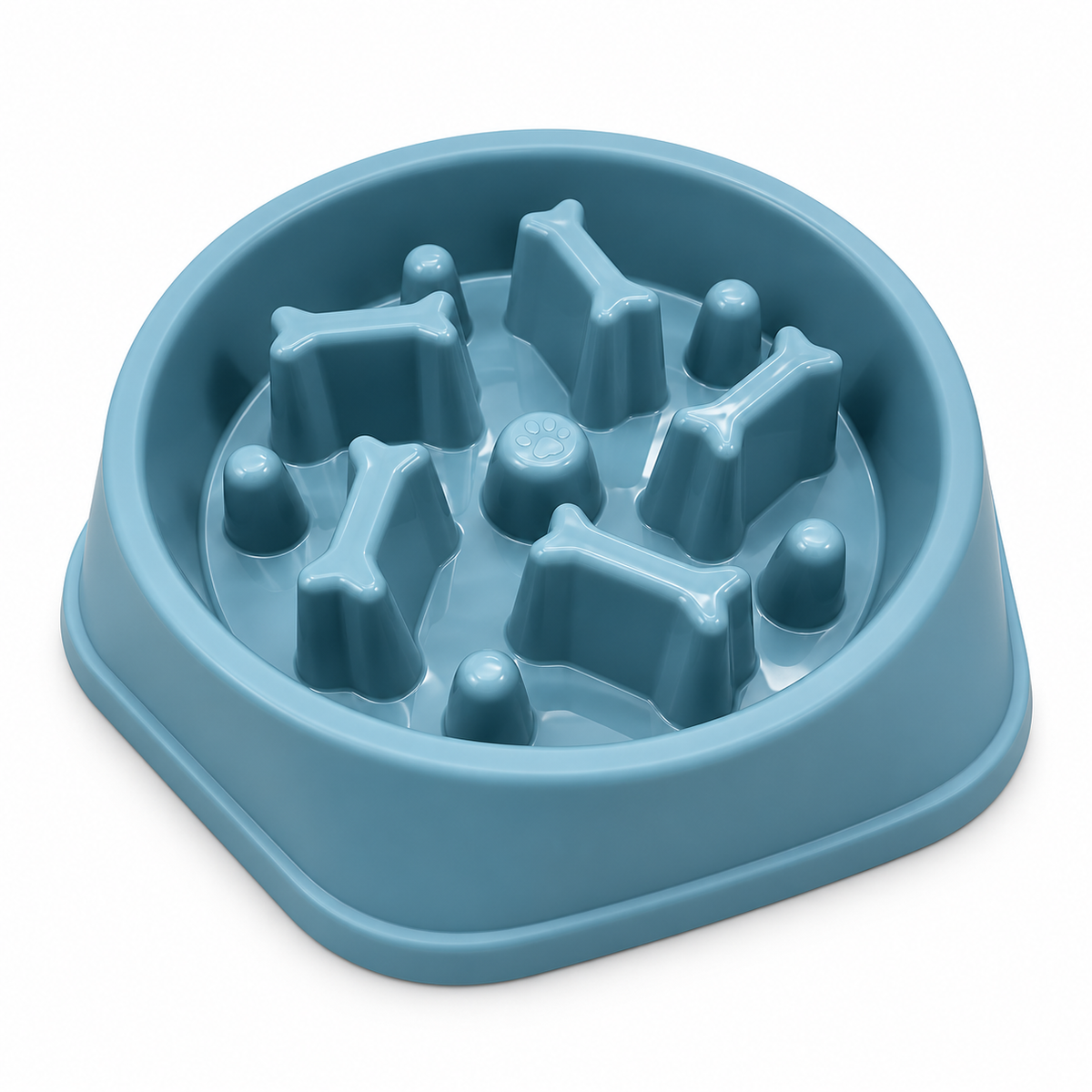 Slow-Feeder Bowl – Bone Pattern - Light Blue
