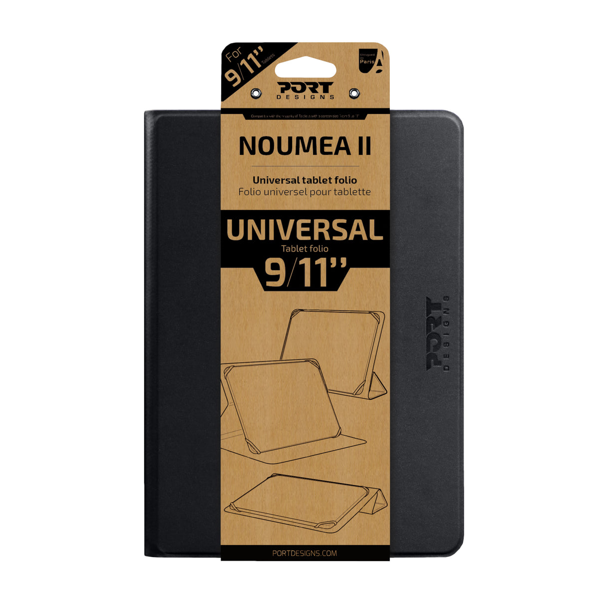 Port Designs Noumea II Universal 9/11" Tablet Folio – Black
