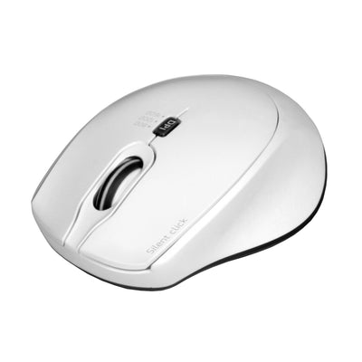 Port Connect Silent 1600DPI 3 Button Wireless Mouse - White