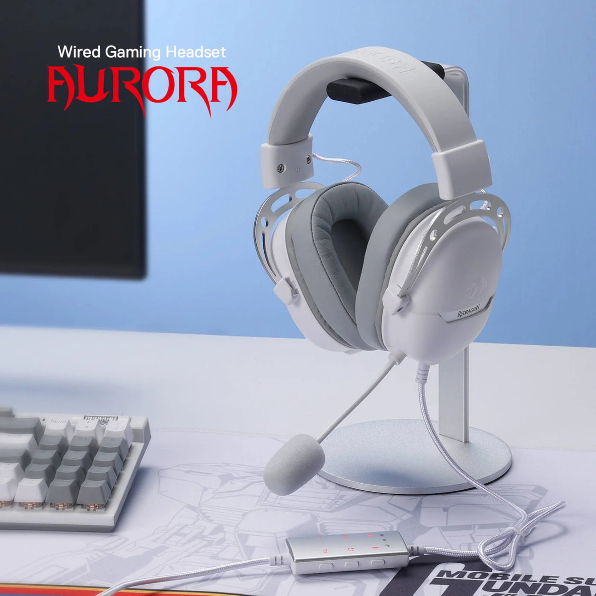 REDRAGON Over-Ear AURORA Gaming Headset - White