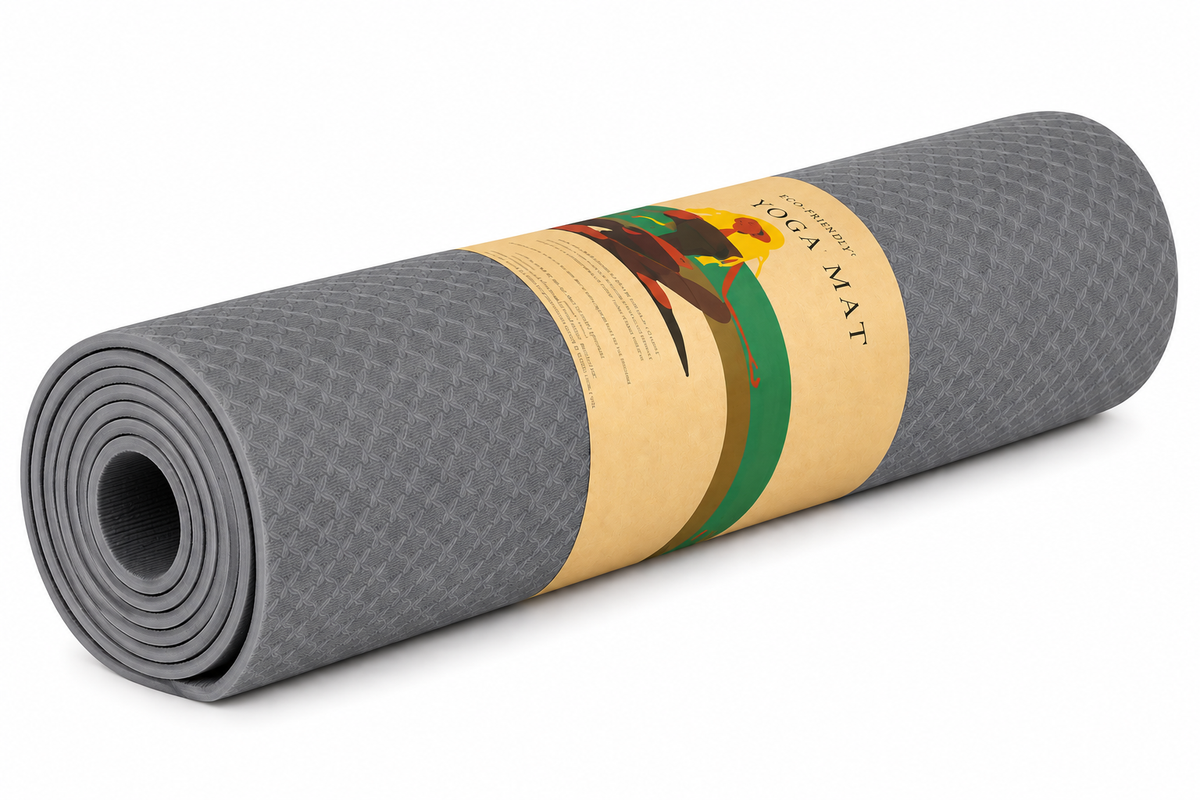 Textured Yoga & Exercise Mat – Non-Slip Fitness Mat (8mm) - Grey