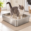 Stainless Steel Cat Litter Box – Medium 50 × 35 × 15 cm