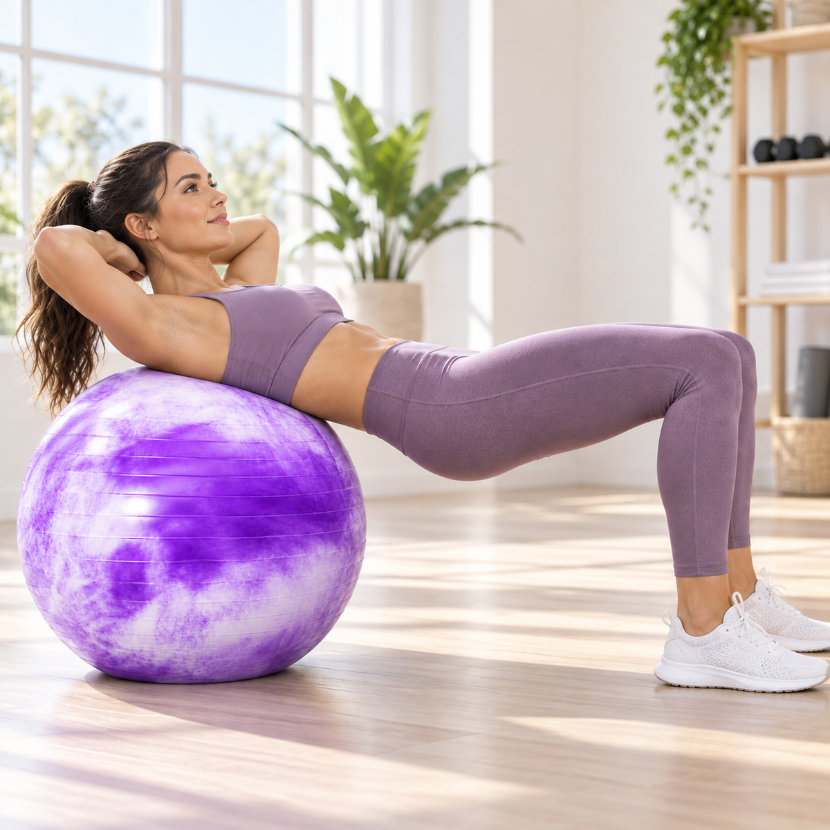 Cloud-Pattern Fitness Stability Exercise Ball - Purple