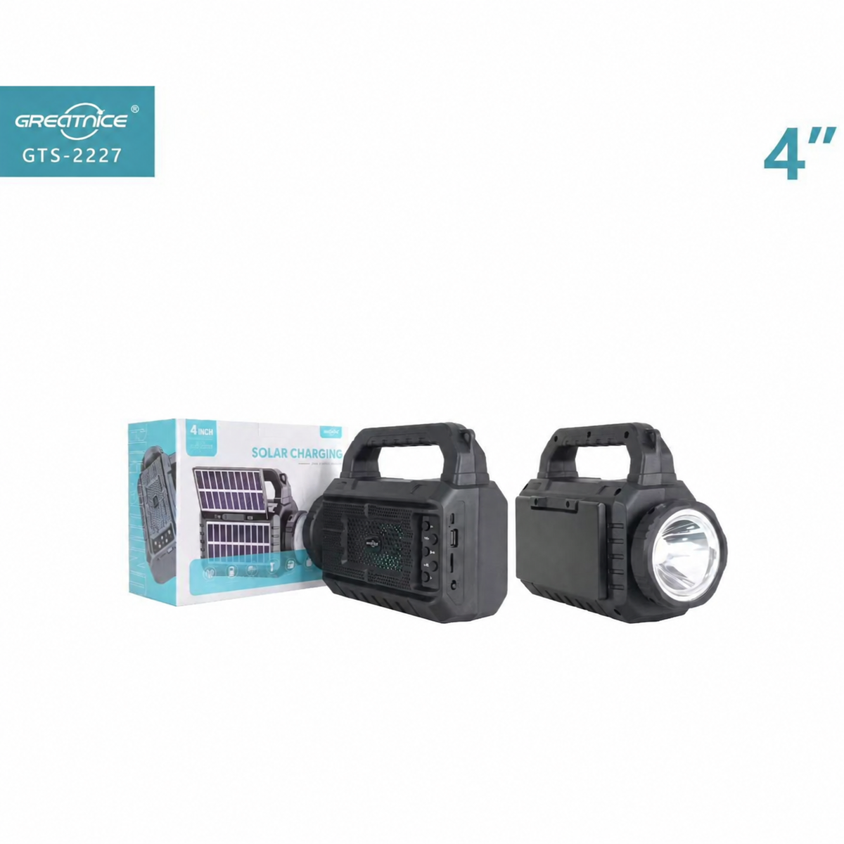 Greatnice GTS-2227 Portable Solar-Charging Speaker with Torch