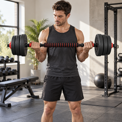 Adjustable Dumbbell & Barbell Set – Removable Weight Plates (20KG) lifestyle image