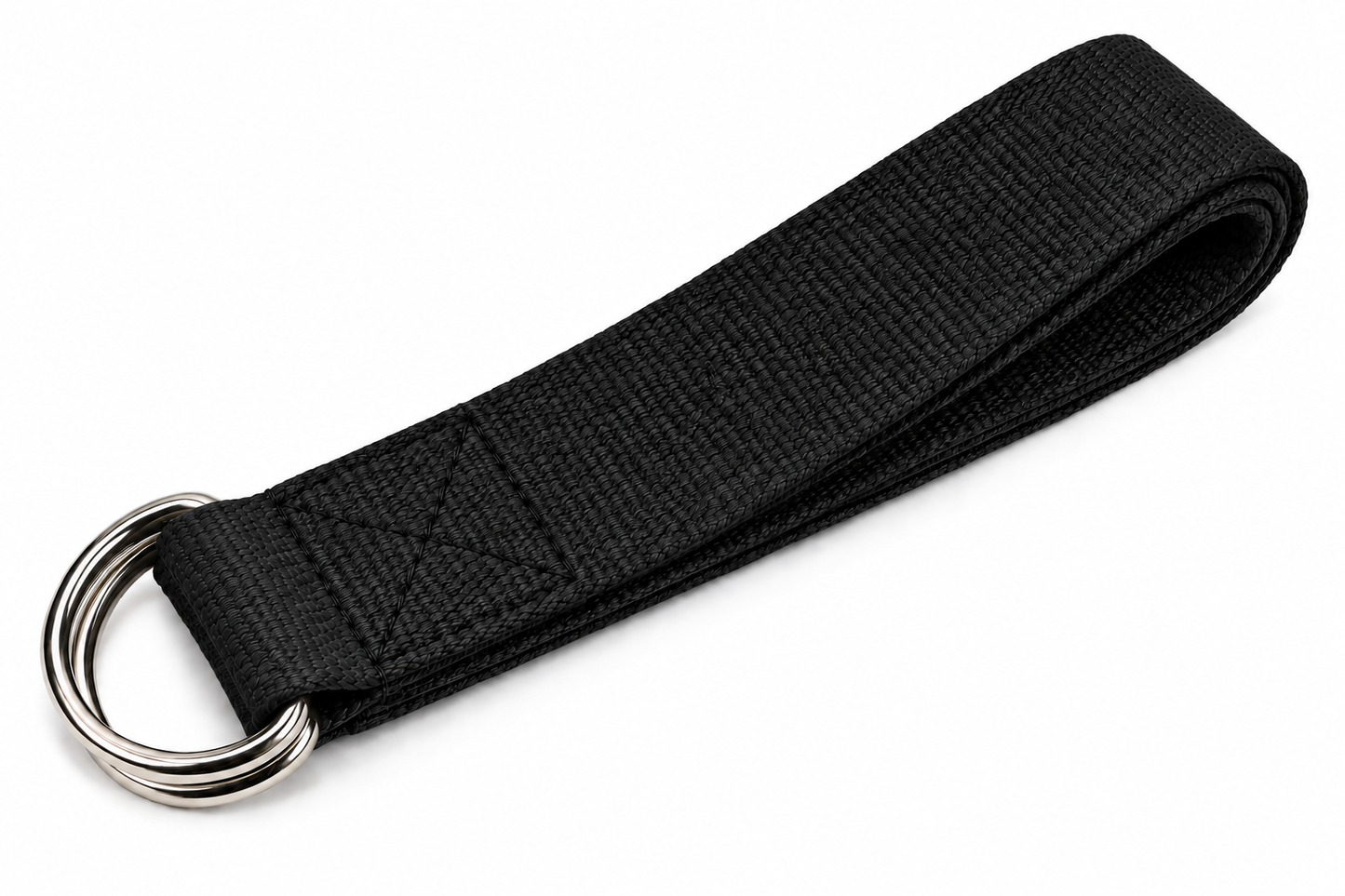 Adjustable Yoga Stretch Strap with D-Rings - Black