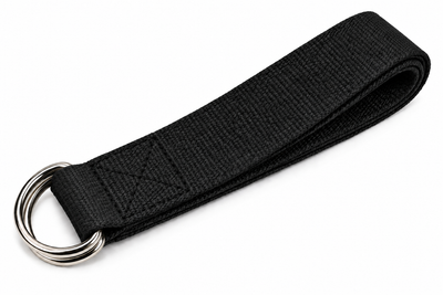 Adjustable Yoga Stretch Strap with D-Rings - Black