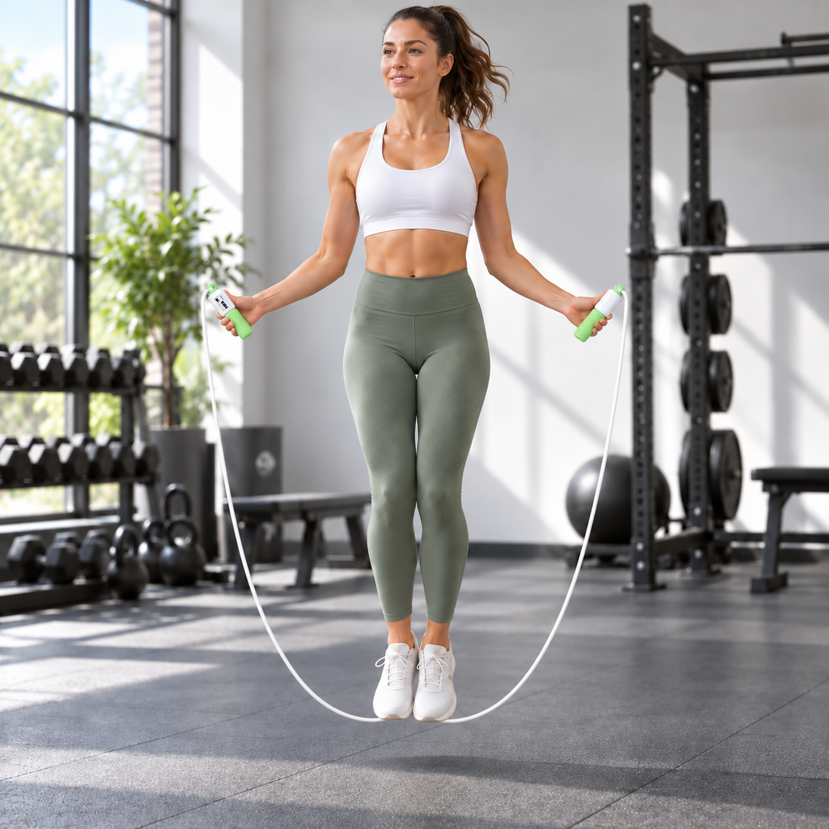 Digital Counter Jump Rope Green in use