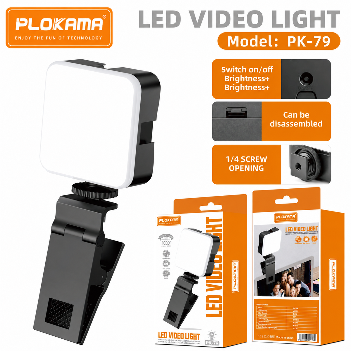 Plokama PK-79 Portable LED Video Light with Clip