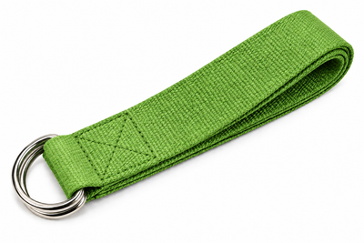 Adjustable Yoga Stretch Strap with D-Rings - Green