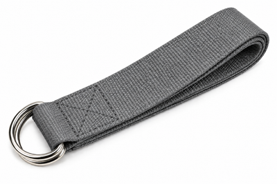 Adjustable Yoga Stretch Strap with D-Rings - Grey
