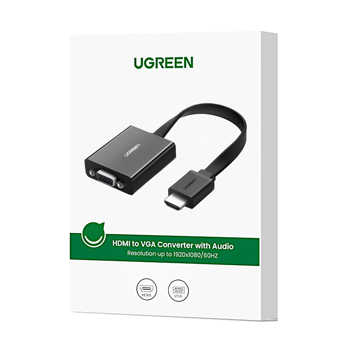 UGREEN HDMI to VGA Adapter, with 3.5mm Audio and Power Port - Black