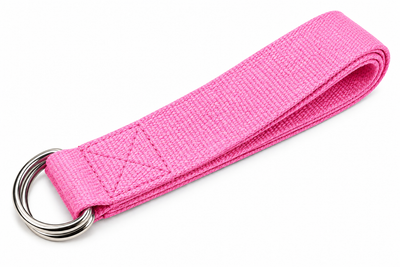 Adjustable Yoga Stretch Strap with D-Rings - Pink