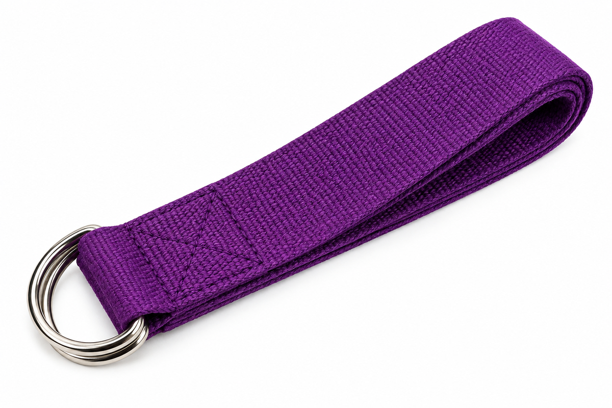 Adjustable Yoga Stretch Strap with D-Rings - Purple