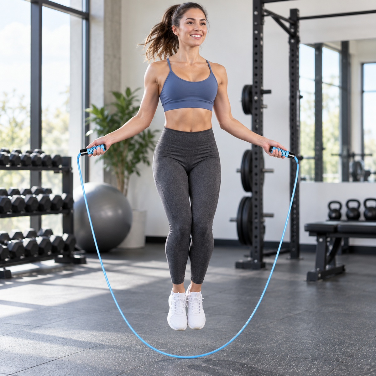 Professional Jump Rope Blue in use