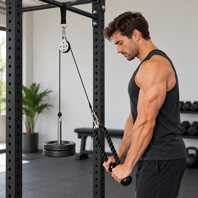 Home Gym Cable Pulley System in use