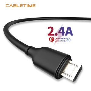 CableTime CA20H PVC USB-A 2.0 to Micro B 2.4A 1M Charge Cable