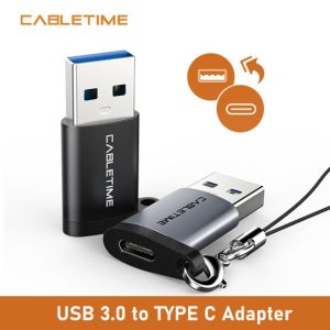CableTime CP73B USB C Female To USB A Male Adapter – Black