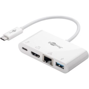 Goobay USB-C Multiport Adapter (HDMI + Ethernet, PD) – White