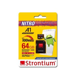 Strontium 64GB NITRO Micro SDXC A1 UHS-I (U3) Card with Adaptor