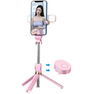 XT-06 W/Twin LED Selfie Stick Tripod