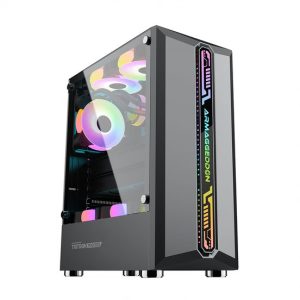 Armaggeddon Tritron Pro 300 ATX Gaming Case with 3x ARGB Fans – Black