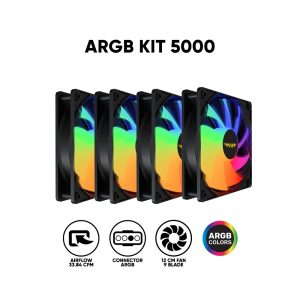 Armaggeddon ARGB KIT 5000 Cooling 12cm Fan Kit  – Black