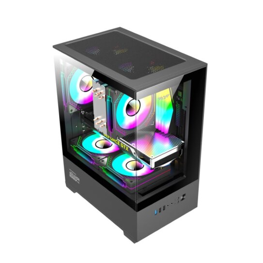 Armaggeddon Aquaron Duplex One RGB MicroATX Gaming Case - Black - Image 2