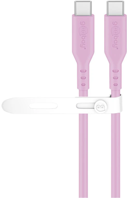 Goobay USB-C to USB-C Silicone 1.5m Charging Cable - Pink - Image 2