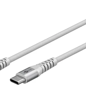 Goobay USB-C Supersoft Textile 1m Cable with Metal Plugs – White